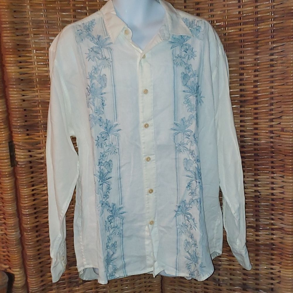 Tommy Bahama Aloha Linen Hawaiian Print Shirt XL